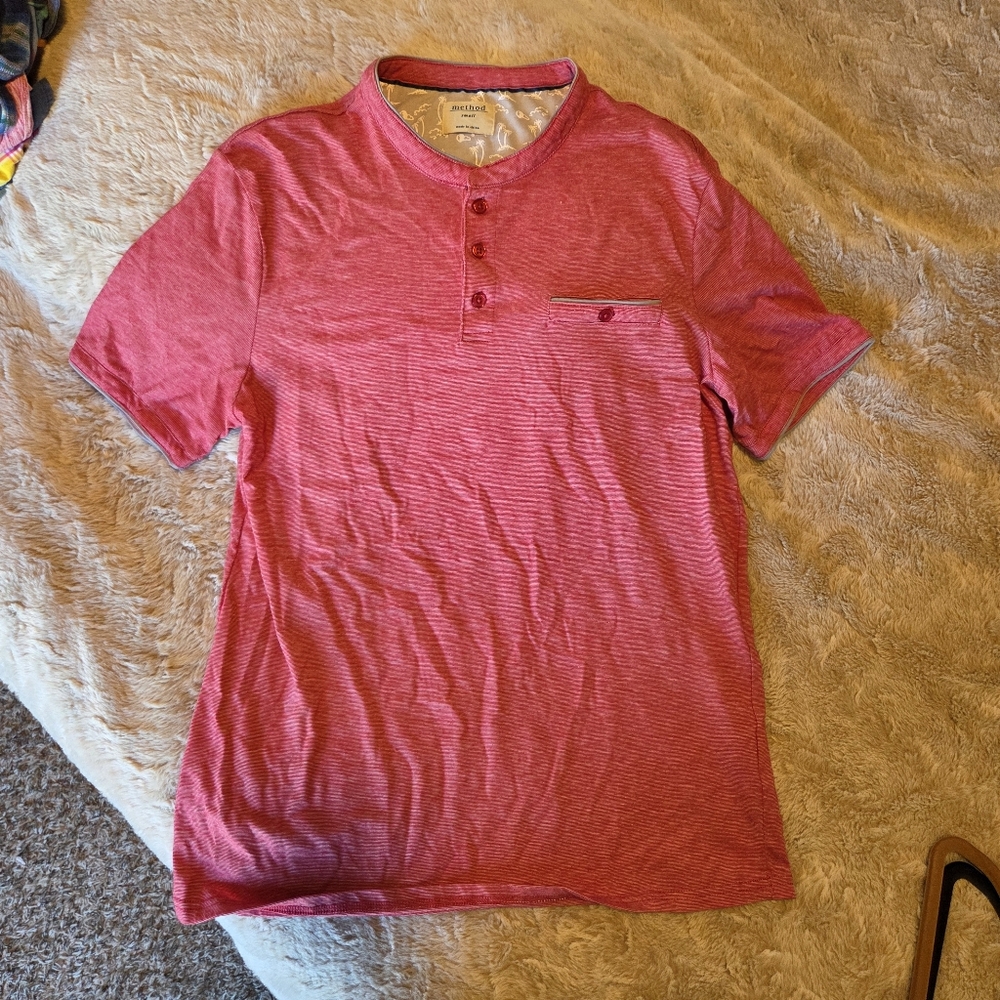 Casual Pink Henley Shirt